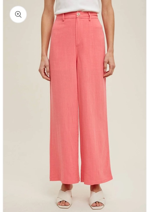 Wishlist Pants - Wishlist Coral Pink Wide-Leg Linen-Blend Pants Size Small
